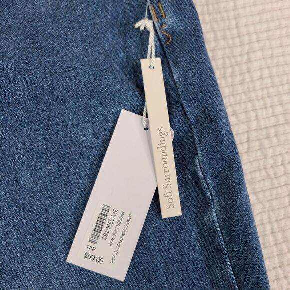 Soft Surroundings SZ 18 Petite Blue Cotton Blend Stretch Jeans NWT 3fy33 - Picture 8 of 14
